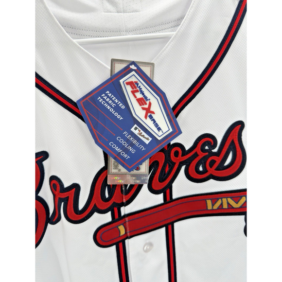 Atlanta Braves Majestic Jersey White Turner Field Final Season Men's Size 48 New - Picture 7 of 9
